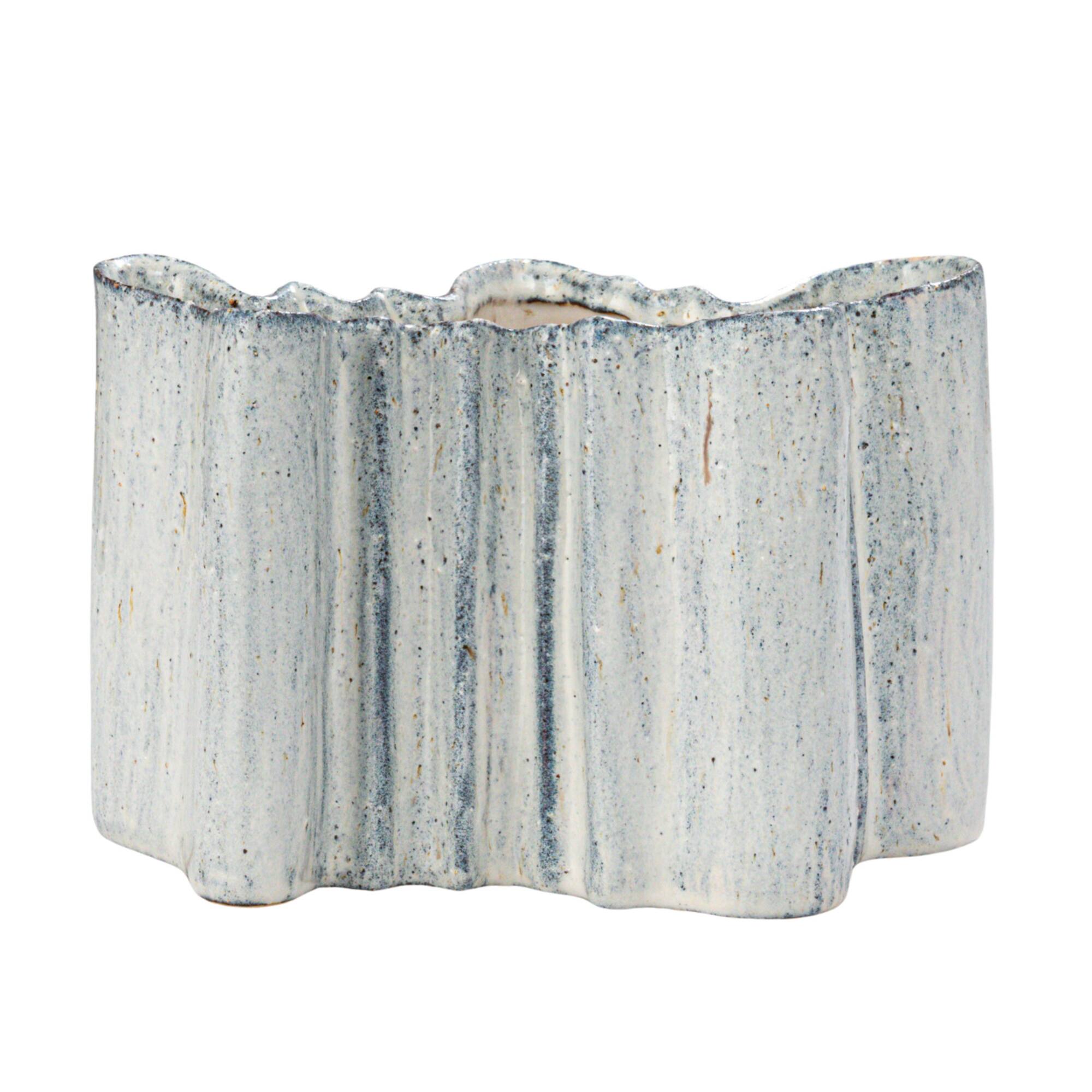 Hello Honey® 8.75" White Organic Stoneware Vase with Reactive Glaze
